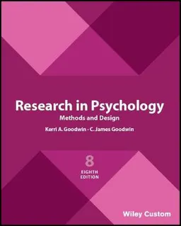 Research in Psychology Methods and Design; C James Goodwin & Kersti A. Goodwin; 2018