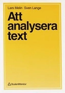 Att analysera text; Lars Melin, Sven Lange; 1995