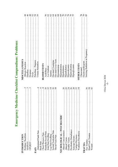 Emergency Medicine Checklist Compendium; Eric Dryver; 2024