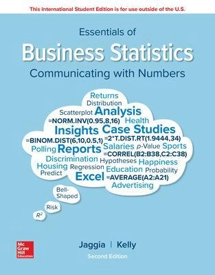 Essentials of business statistics : communicating with numbers; Sanjiv Jaggia; 2019