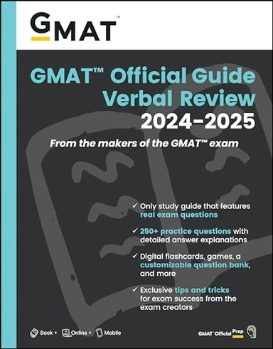 GMAT Official Guide Verbal Review 2024-2025: Book + Online Question Bank; Gmac; 2024