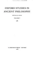 Oxford studies in ancient philosophy; Julia Annas; 1987