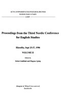 Proceedings from the Third Nordic Conference for English Studies Hässelby, Sept 25–27, 1986; Ishrat Lindblad, Magnus Ljung; 1987