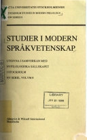 Studier i modern språkvetenskap Ny serie, Volym 8; Astrid Stedje, Gunnel Engwall, Barbro Nilsson; 1987