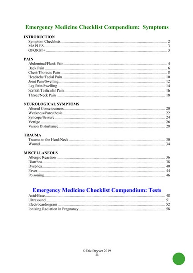 UTGÅTT - Emergency Medicine Checklist Compendium; Eric Dryver; 2022