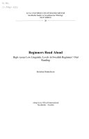 Beginners Read Aloud High versus Low Linguistic Levels in Swedish Beginners' Oral Reading; Kristina Danielsson; 2003