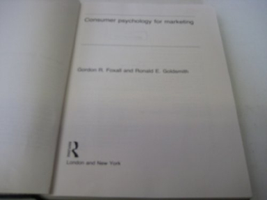 Consumer psychology for marketing; Gordon R. Foxall; 1994