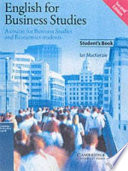 English for Business Studies Student's Book: A Course for Business Studies and Economics Students; Ian MacKenzie; 2002