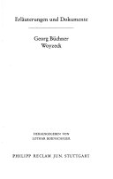 Georg Büchner, WoyzeckErlauterungen und Dokumente. Universal-Bibliothek, 8117Erläuterungen und DokumenteUtgåva 8117 av Reclams Universal-Bibliothek, ISSN 0722-8511Utgåva 8117 av Universal-Bibliothek ; Nr. 8117 : Erläuterungen und Dokumente; Lothar Bornscheuer; 1973