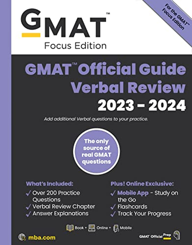 GMAT Official Guide Verbal Review 2023-2024, Focus Edition; Gmac; 2023