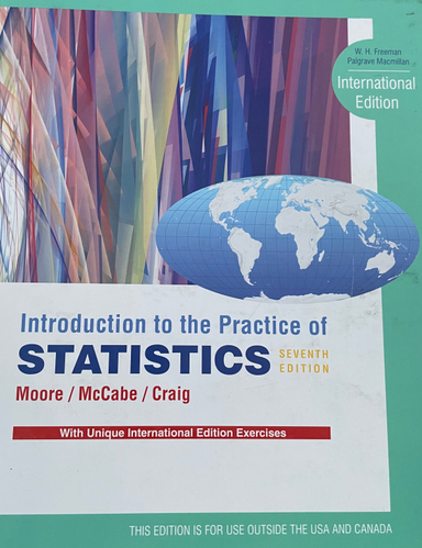 Introduction to the Practice of Statistics; David S. Moore, George P. McCabe, Bruce A. Craig; 2012