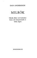 Milrök: Okända dikter och berättelser funna och kommenterade av Gösta Ågren; Dan Andersson; 1974