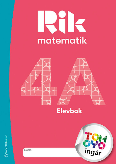 Rik matematik 4A Elevpaket - Tryckt bok + Digital elevlicens 12 mån; Andreas Ryve, Manuel Tenser, Patrik Gustafsson, Hillevi Gavel, Fredrik Blomqvist, Daniel Brehmer; 2025