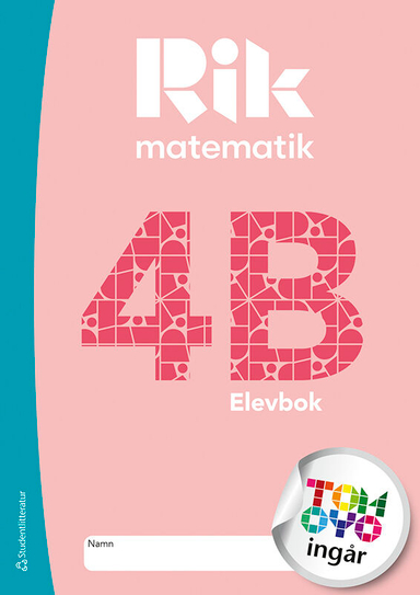 Rik matematik 4B Elevpaket - Tryckt bok + Digital elevlicens 12 mån; Andreas Ryve, Manuel Tenser, Patrik Gustafsson, Hillevi Gavel, Fredrik Blomqvist, Daniel Brehmer; 2025