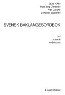 Svensk baklängesordbok: ord ordnade ordslutsvis; Sture Allén; 1981